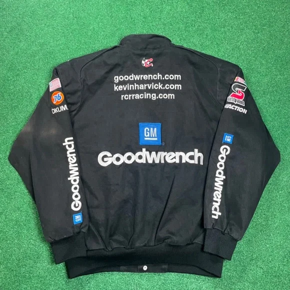 Jeff Hamilton Kevin Harvick Black Mens Large Button Up NASCAR Jacket